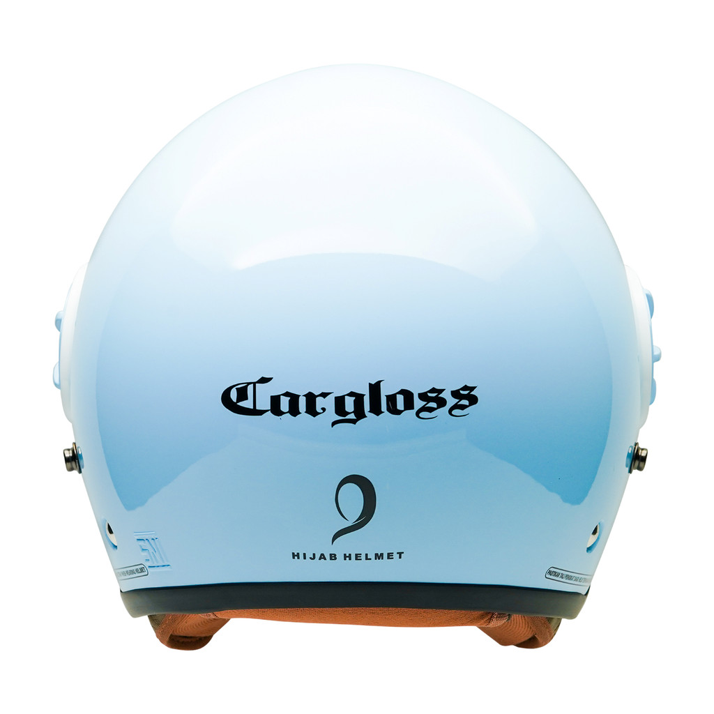 Cargloss YRH Hijab Retro Helm Half Face - Army Light Blue White - Gambar 4