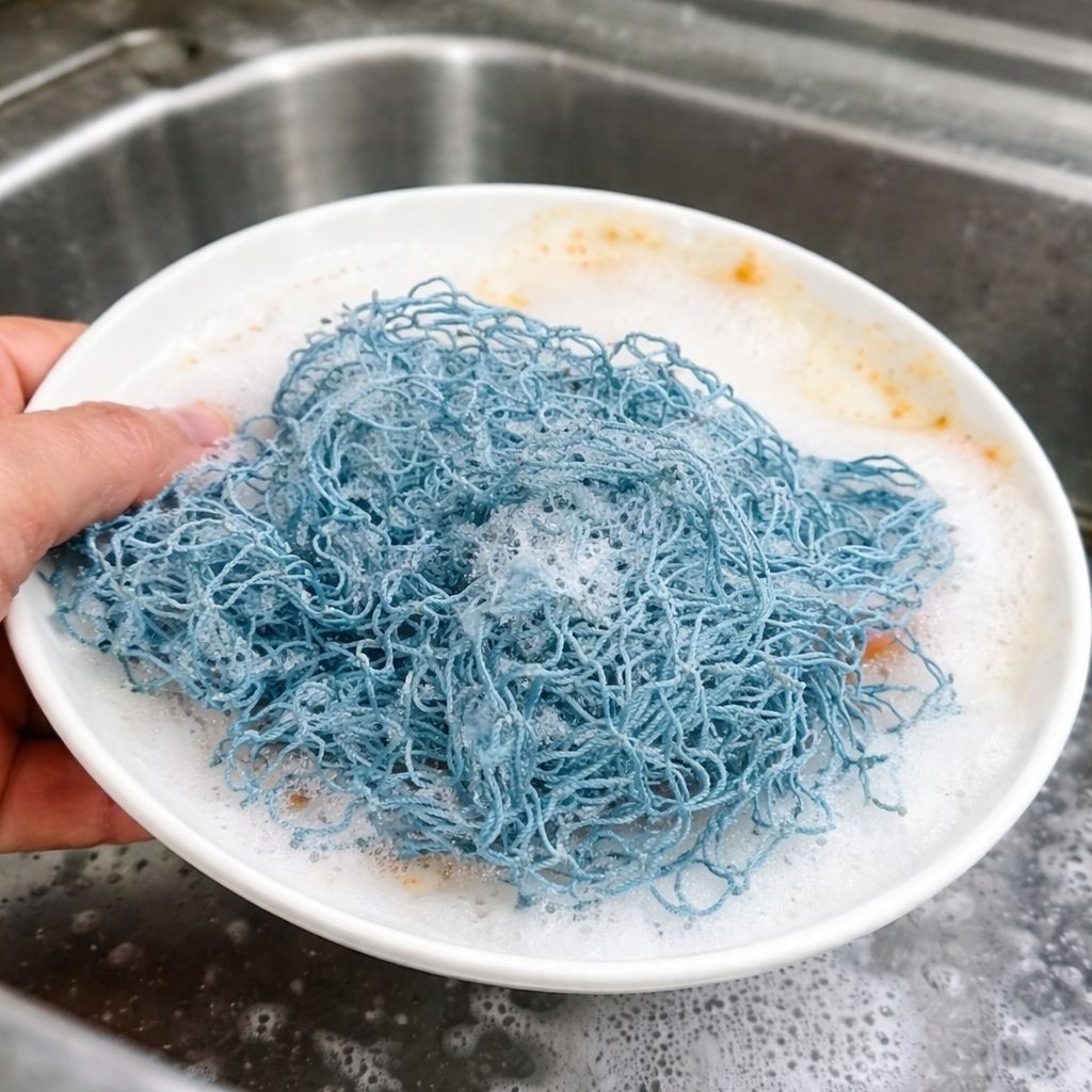 1PCS Sabut Cuci Piring Jala Kemasan Mini Jaring Serabut Gosok Panci Kecil Warna Hijau Serbaguna A162 - Gambar 4