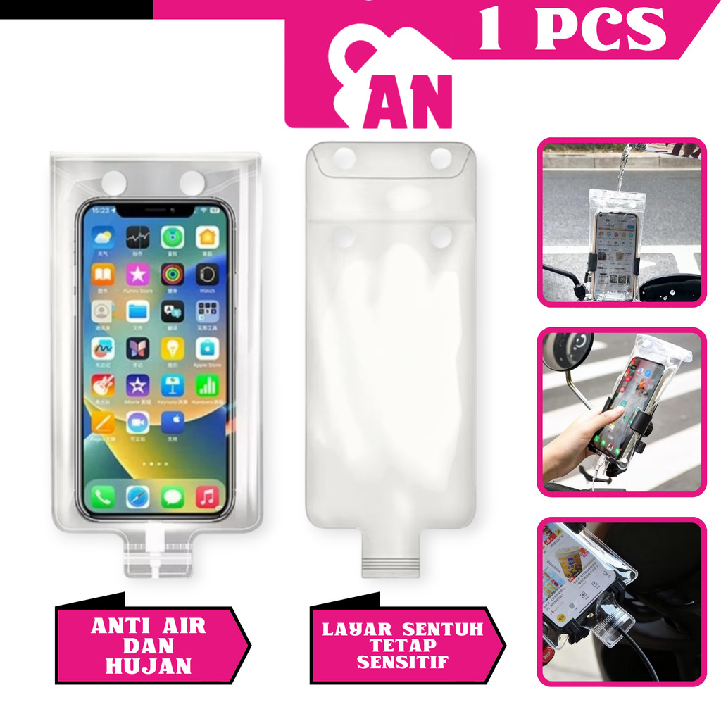 1PCS Sarung Hp Anti Air Rider Transparant Cover Smartphone Waterproof Case Pouch Handphone A144