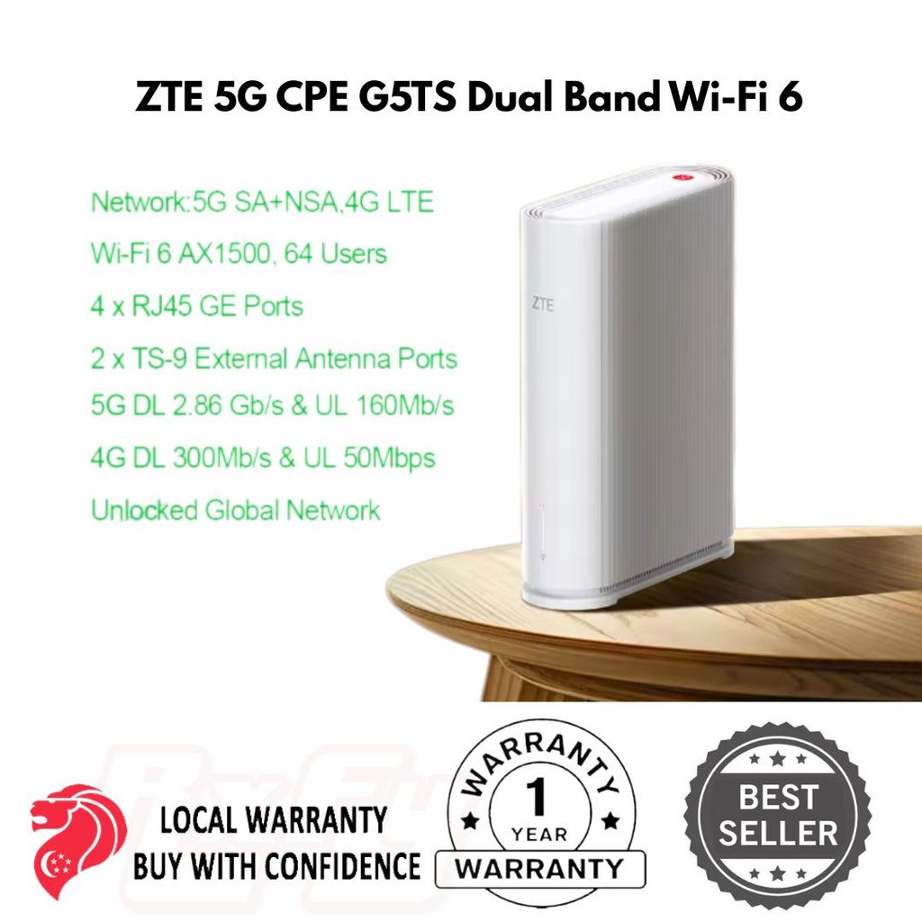 ZTE 5G Sim Card Modem WIFI Router G5TS Supports Global / SG Telco LTE ...