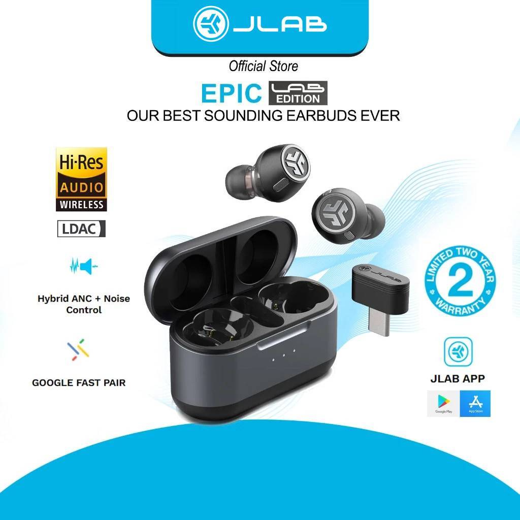 JLab Epic Lab Edition True Wireless Earbuds Smart ANC Hi-Res LDAC ...