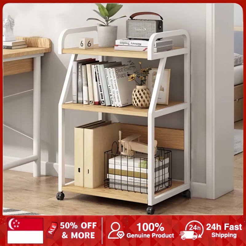 3-Tier Printer Stand with Wheels Movable Storage Cart Floor-Standing ...