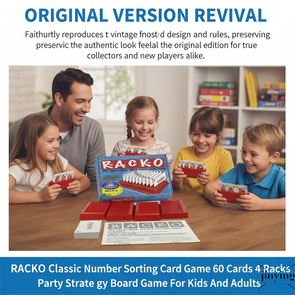 Classic Number Sorting Card Game RACKO 60 Cards 4 Racks Family Party ...