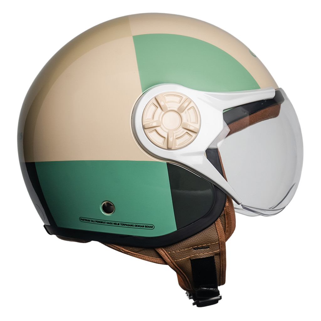 Cargloss YRH Hijab Retro Helm Half Face - Geometric Forest Dust - Gambar 3
