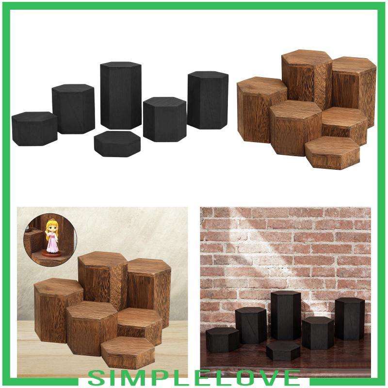 [Simple] 6x Wooden Hexagon Risers Perfume Holders Desktop Showcase ...