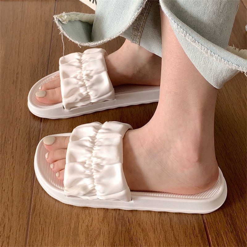 POPmaker shop Sandal Wanita SP29 - Sendal Slop EVA Fashion dengan Motif Kerut Polos Non-slip & Tahan Lama, Desain Nyaman untuk Gaya Harian COD - Gambar 4