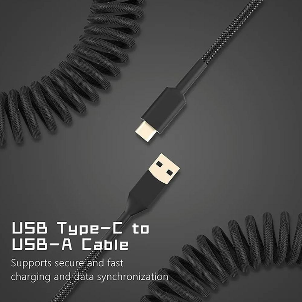 PRESTON Mechanical Keyboard Coiled Cable, USB a To Type C USB Port a ...