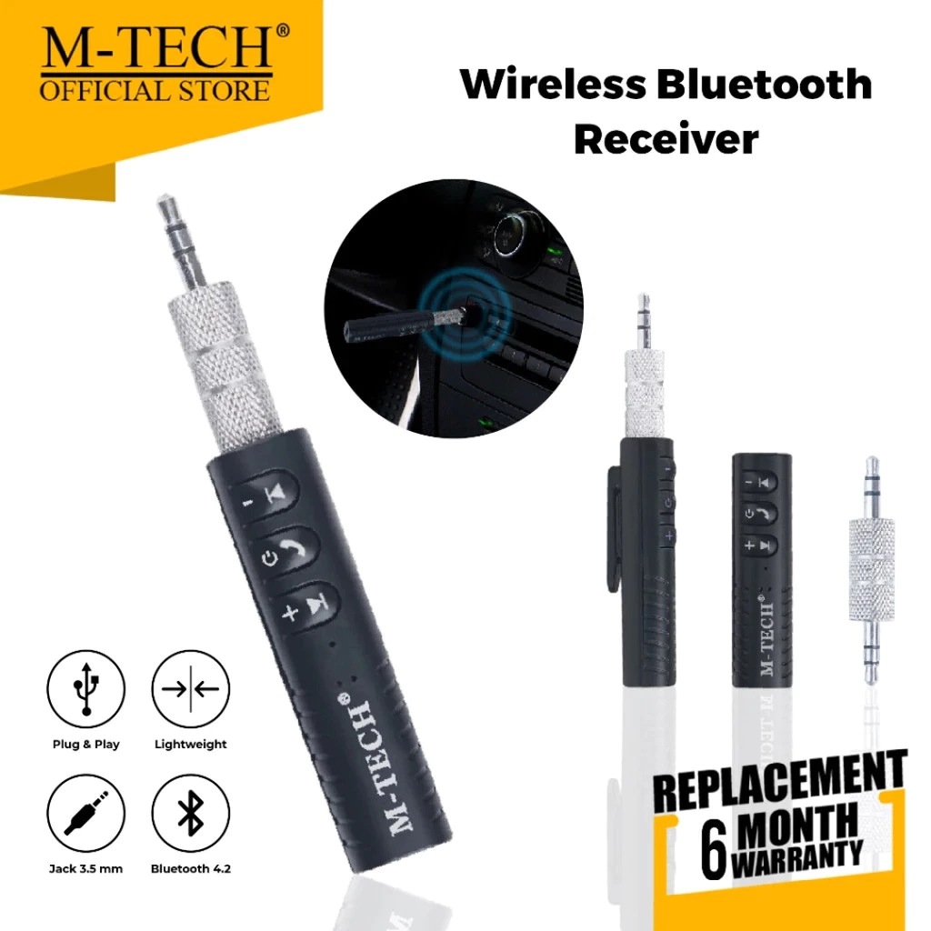 M-TECH Bluetooth Receiver Audio Jack 3.5 With Handsfree Speaker