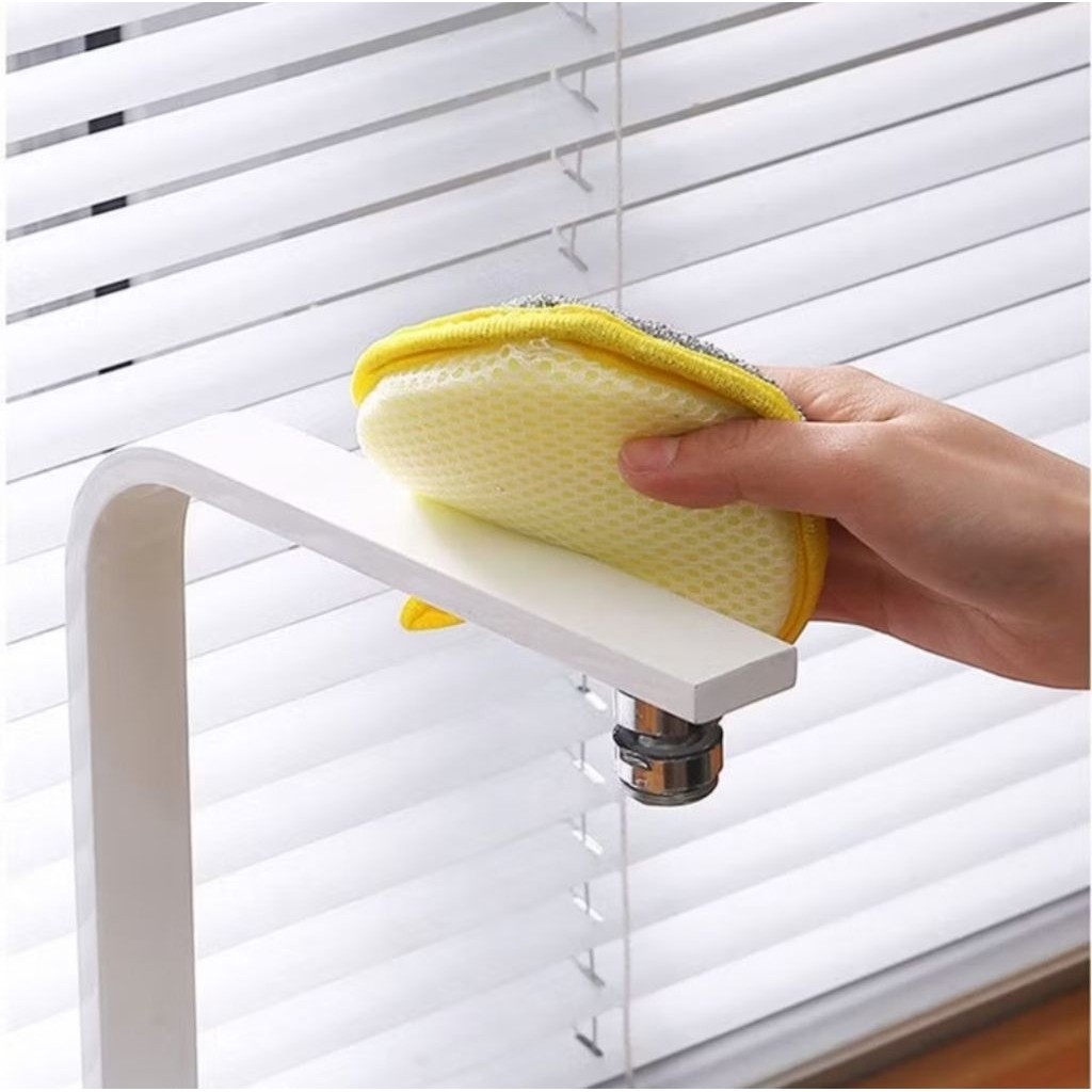 1PCS Spons Cuci Piring Busa Bulat Dua Sisi Sponge Panci Dapur 2in1 Double Dishwash Spon Kawat A132 - Gambar 4