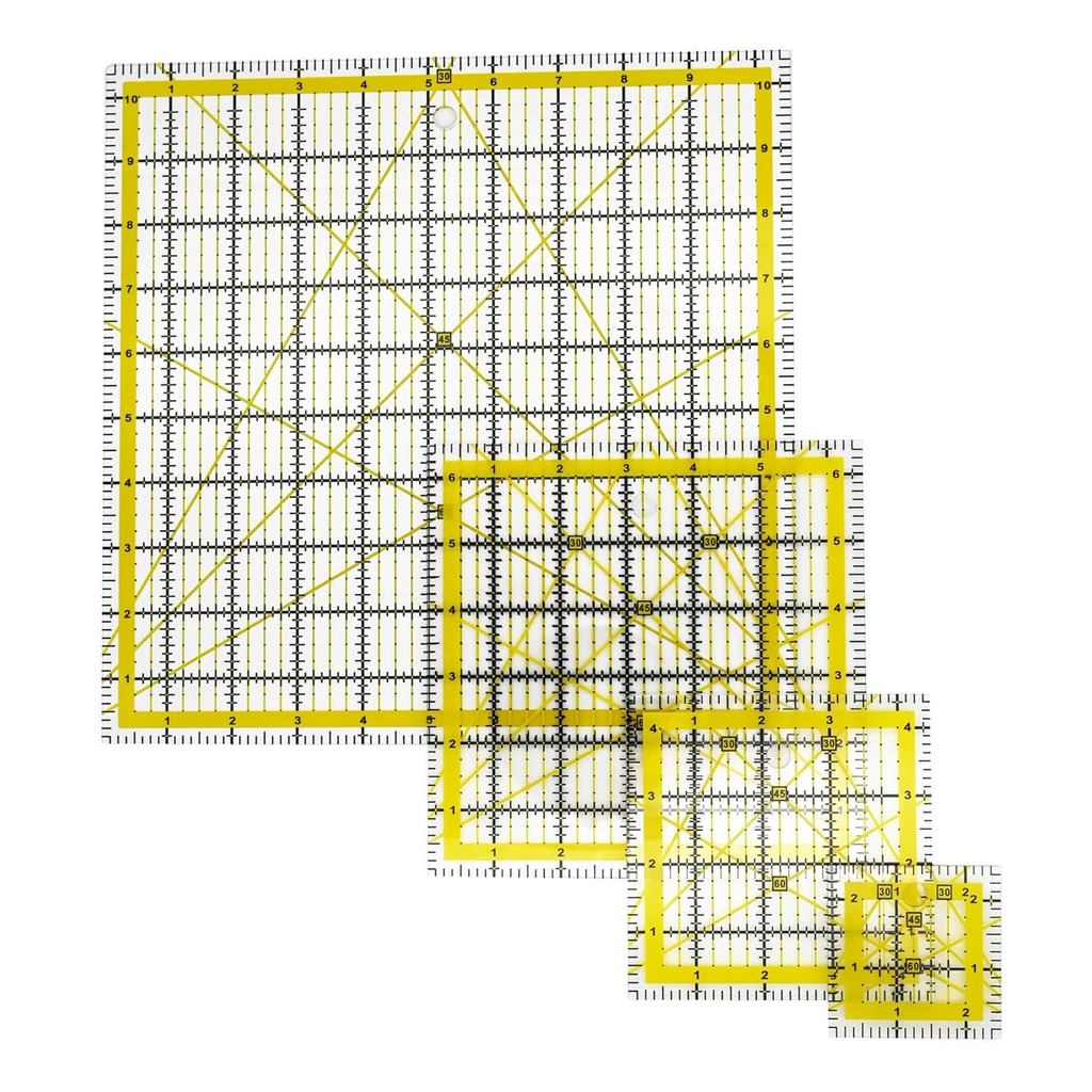 Quilting Rulers,Sewing Rulers,4 Piece Quilting Square Templates Yellow ...