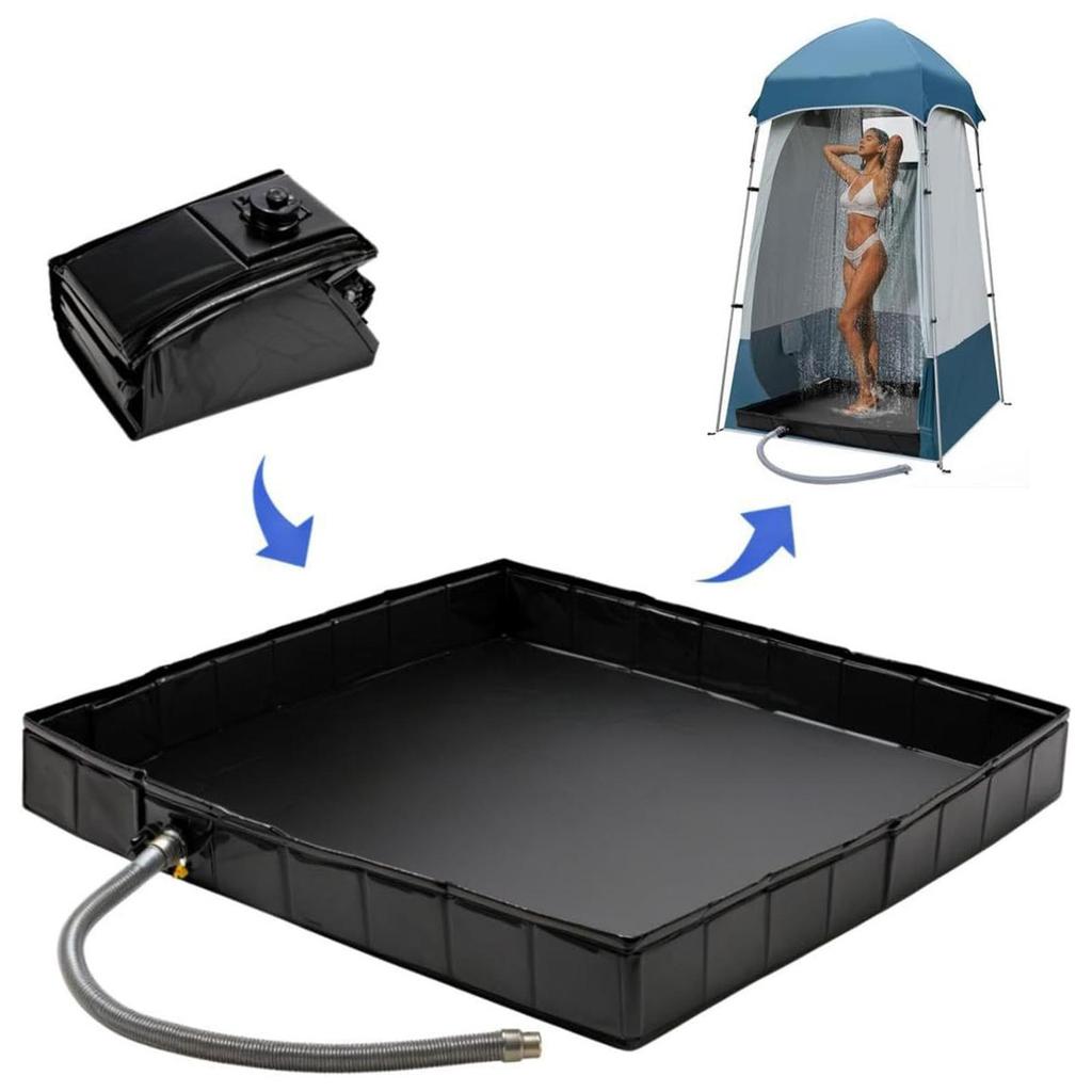 [trdfdv] Shower Base with Drain Hose, Foldable Pan for Indoor Outdoor ...