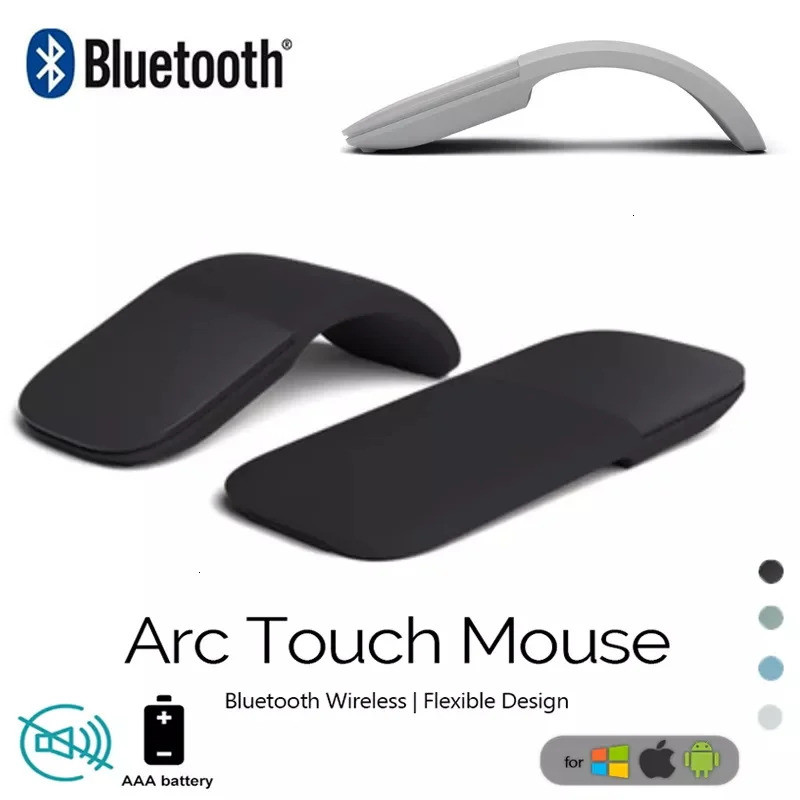 Bluetooth Folding Wireless Mouse Foldable Arc Touch Mini Mice Ergonomic ...