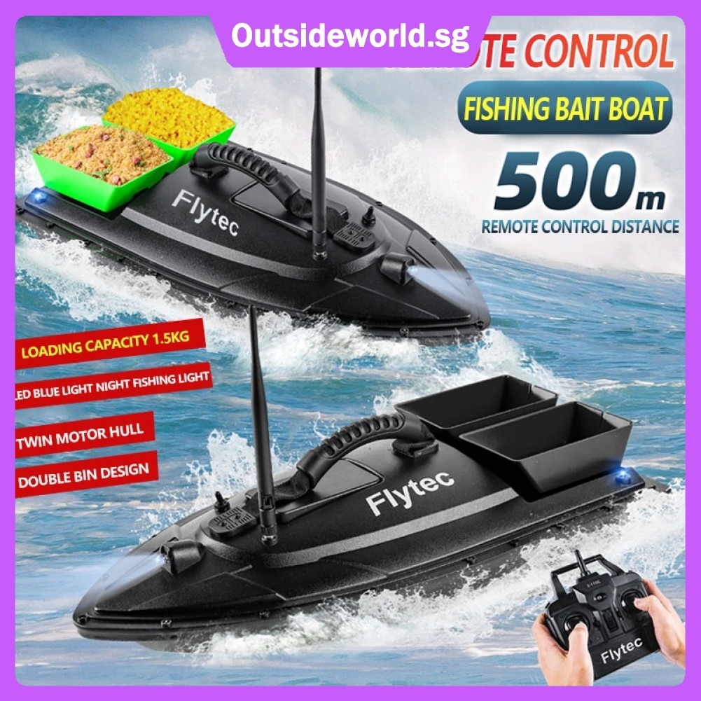 Flytec Fishing Bait Boat 500m Remote Control Bait Boat Dual Motor RC ...