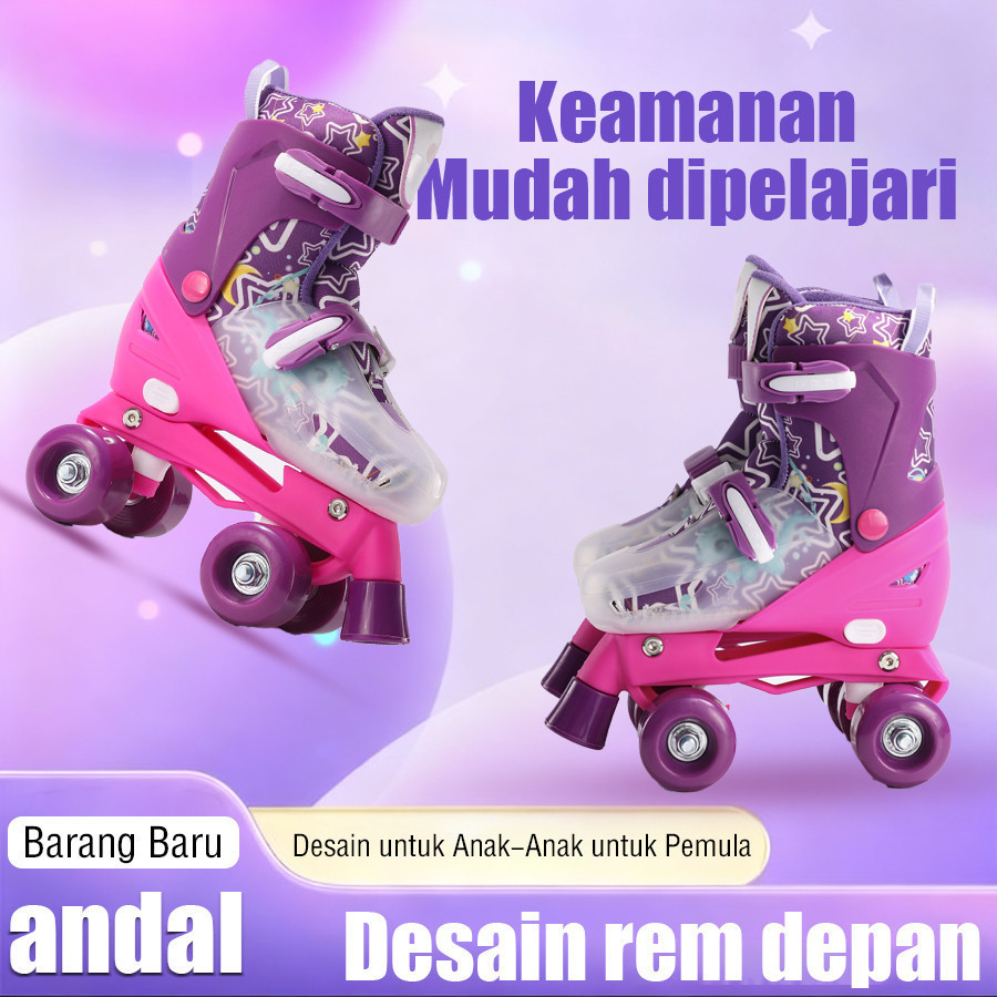 MTG-Sepatu Roda Anak Perempuan 2 Roda, sepatu roda Oxelo/Sepatu Rollerblade Anak Perempuan, lampu kedip/tidak licin/anti goyang/lnline skate/star/ukuran dapat disesuaikan/pu/gaya bajaj/mode skateboard - Gambar 3
