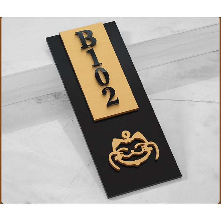 Vertical side wall installatLucky Cat golden 3D Unit Number Plate ...
