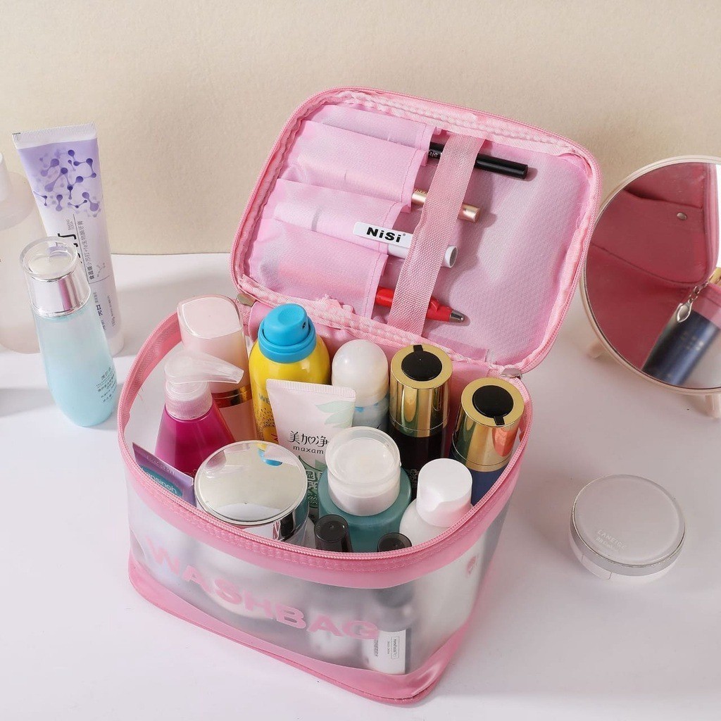 POPmaker shop Tas Kosmetik H558 - Washbag / Makeup Bag Organizer untuk Wanita, Kotak Cosmetic Portable, Praktis & Multifungsi untuk Travel dan Sehari-hari COD - Gambar 2