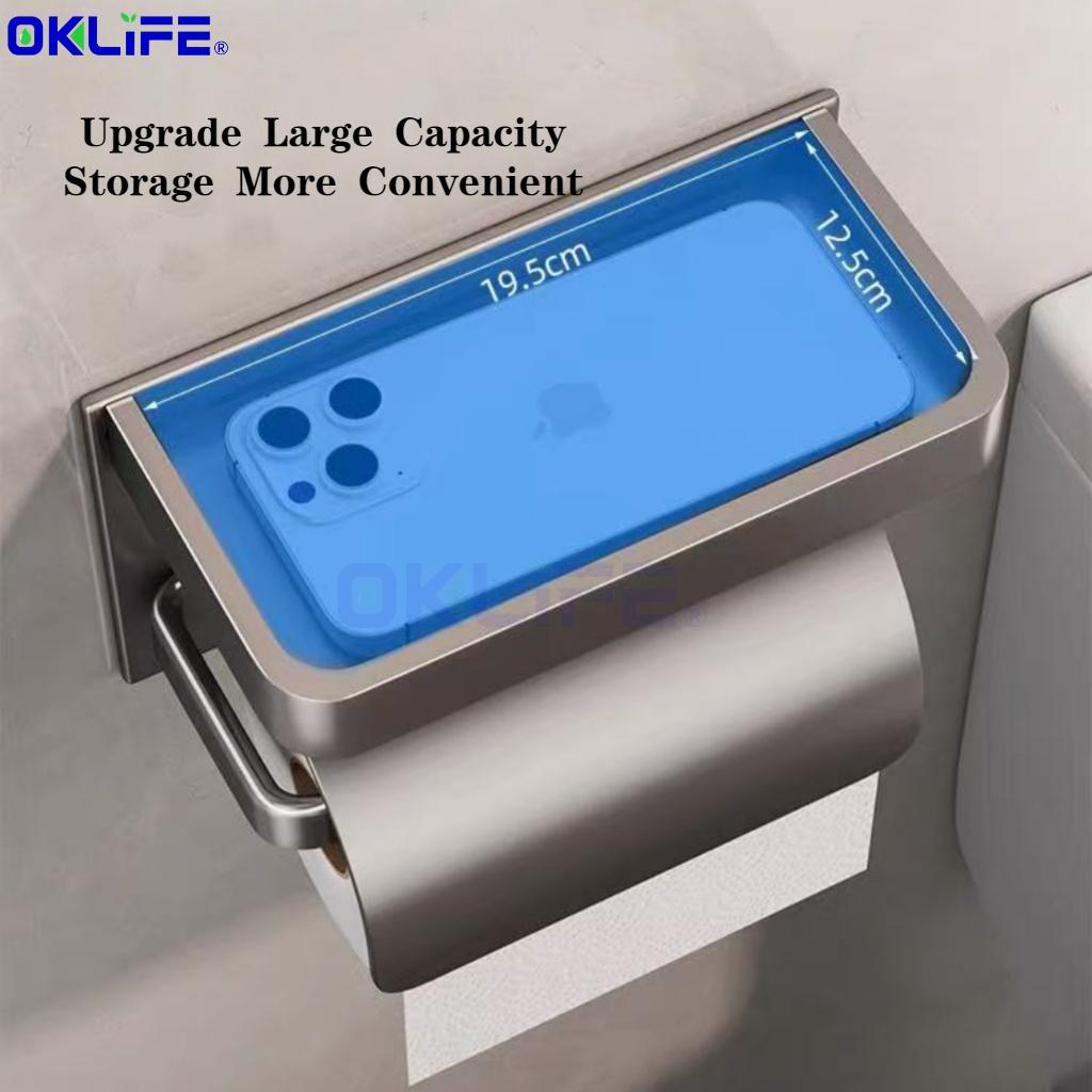 Toilet paper holder with shelf Bathroom tissue holder Waterproof toilet paper holder view 8