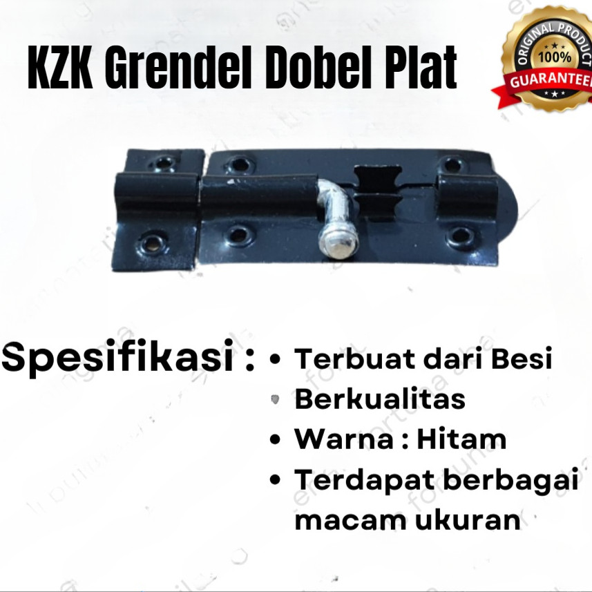 Grendel Double Dobel Plat 3" Inch KZK Hitam