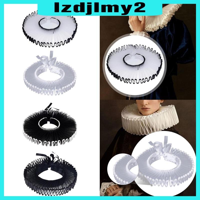 [Lzdjlmy2] Ruffled Neck Ruff Mesh Lace Collar Removable Elizabethan ...