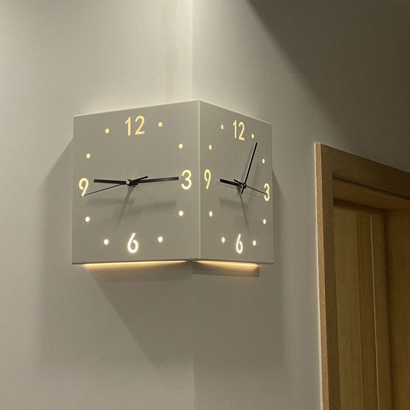 Ins Style Modern Corner Clock Double-Sided Wall Clock Living Room ...