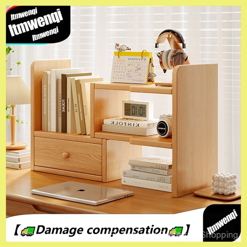 Solid Wood Desktop Storage Rack Desk Organizer Desktop Bookshelf Small ...