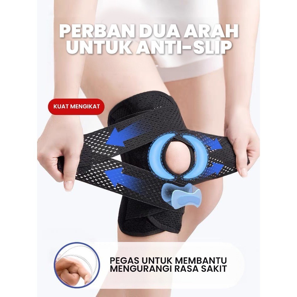Deker Lutut Knee Support Hitam Dengan Pegas Pilihan 2 Pegas dan 4 Pegas Penyangga Lutut Elastis Untuk Olahraga Rehabilitasi dan Aktivitas Harian - Gambar 2