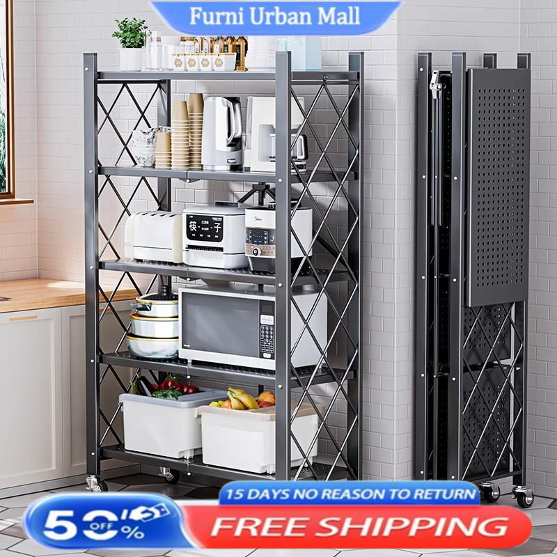 Folding Storage Rack Installation Free Movable Storage Rack Full Metal ...