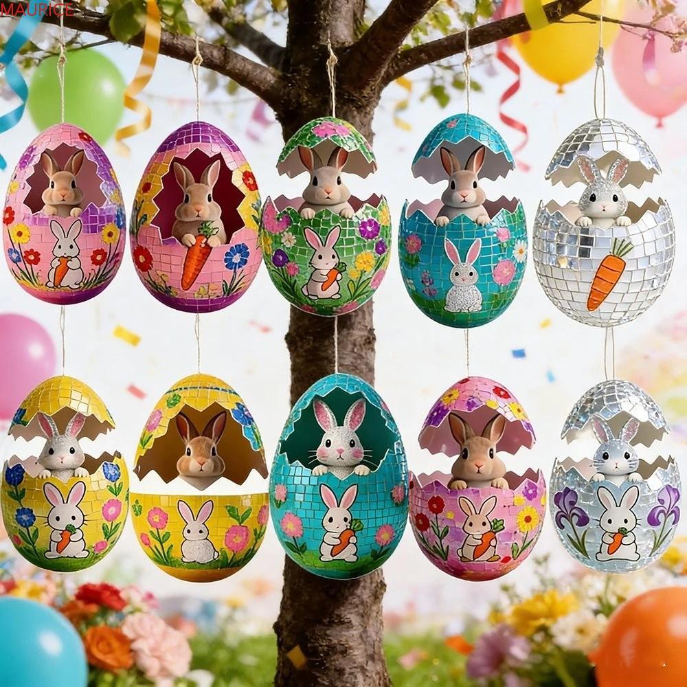 MAURICE Easter Egg Decoration, 2D Cartoon Rabbit Easter Egg Pendant