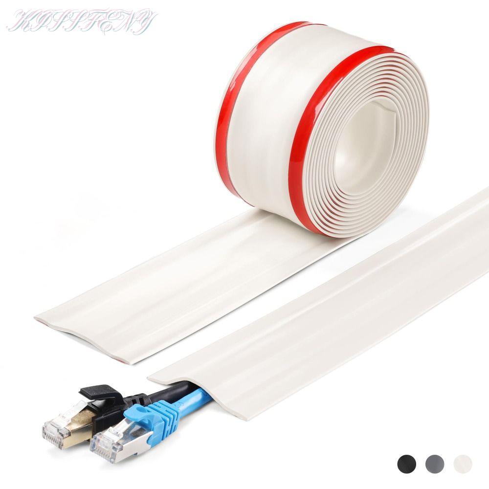 KISSFENY Floor Cable Cover, Self Adhesive Soft Wall Wire Concealer ...