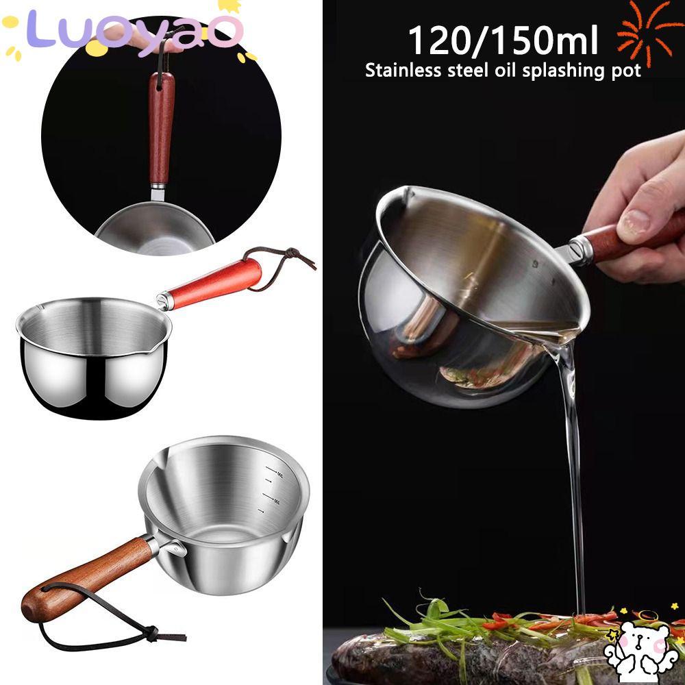 LUOYAO Mini Sauce Pan Multifunction Small Wooden Handle Stainless Steel ...