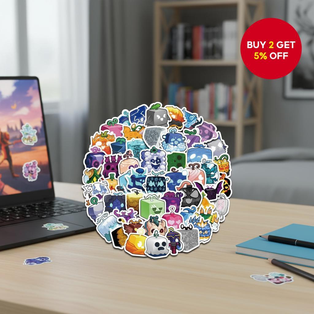 Set of 104 Blox Fruits Stickers - Waterproof Vinyl Decals for Helmet ...
