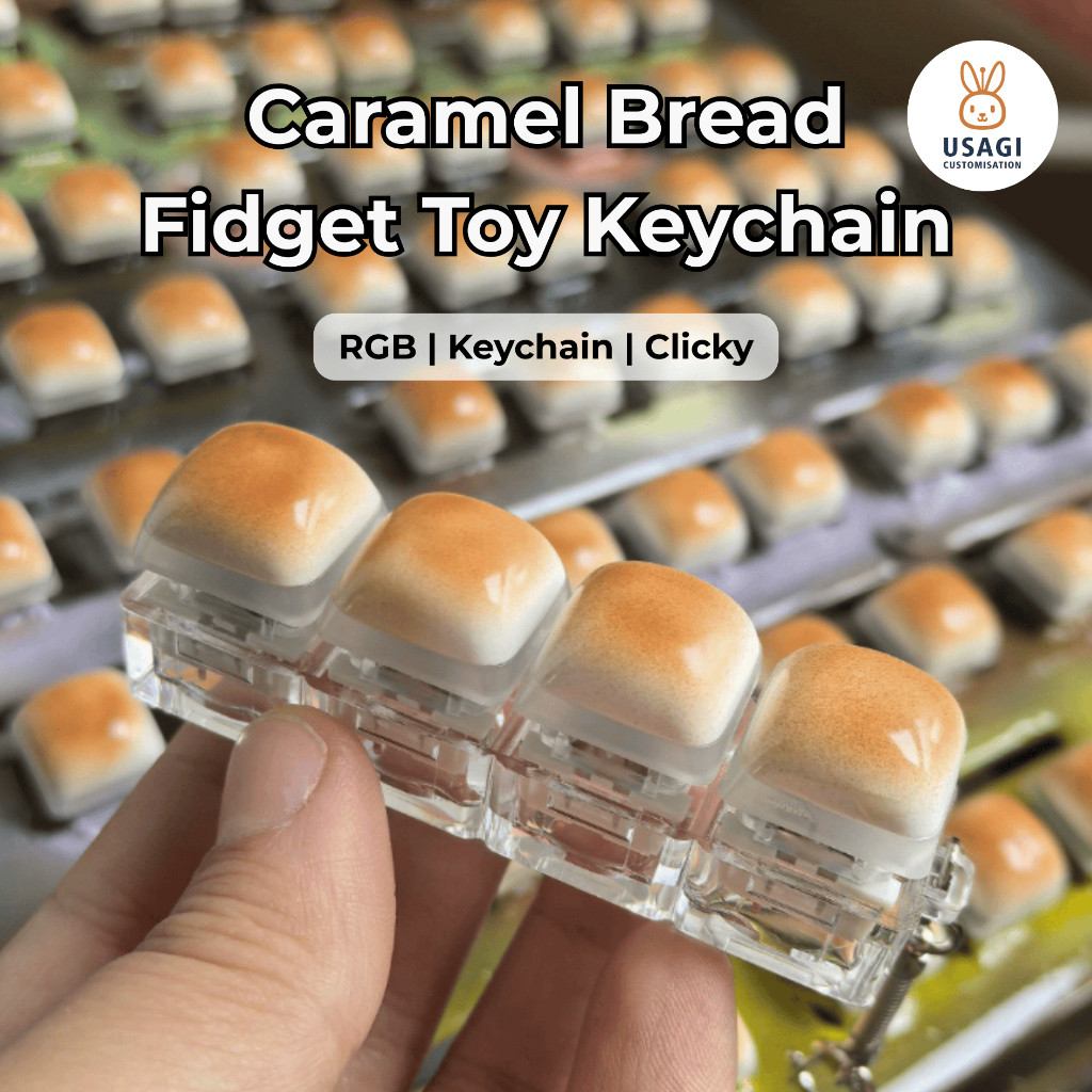 [SG Local Stock] Usagi Caramel Bread Keycap Keychain ASMR Fidget ...
