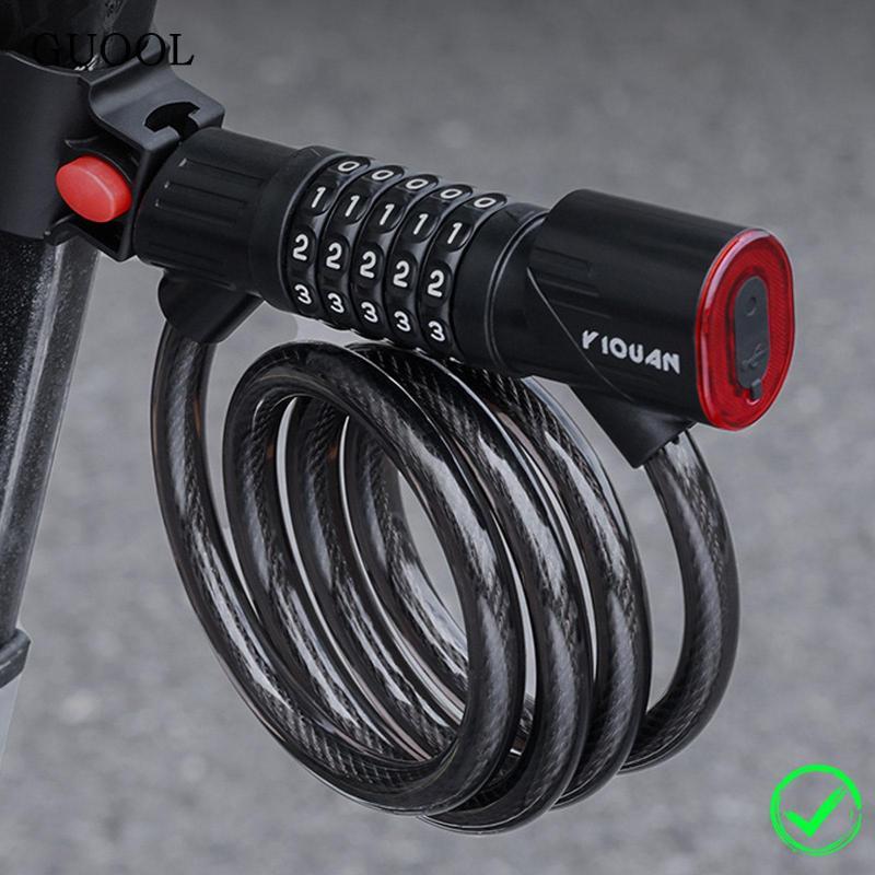 GUOOL Bike Lock Cable Waterproof 5 Digit Keyless Chain Lock with ...