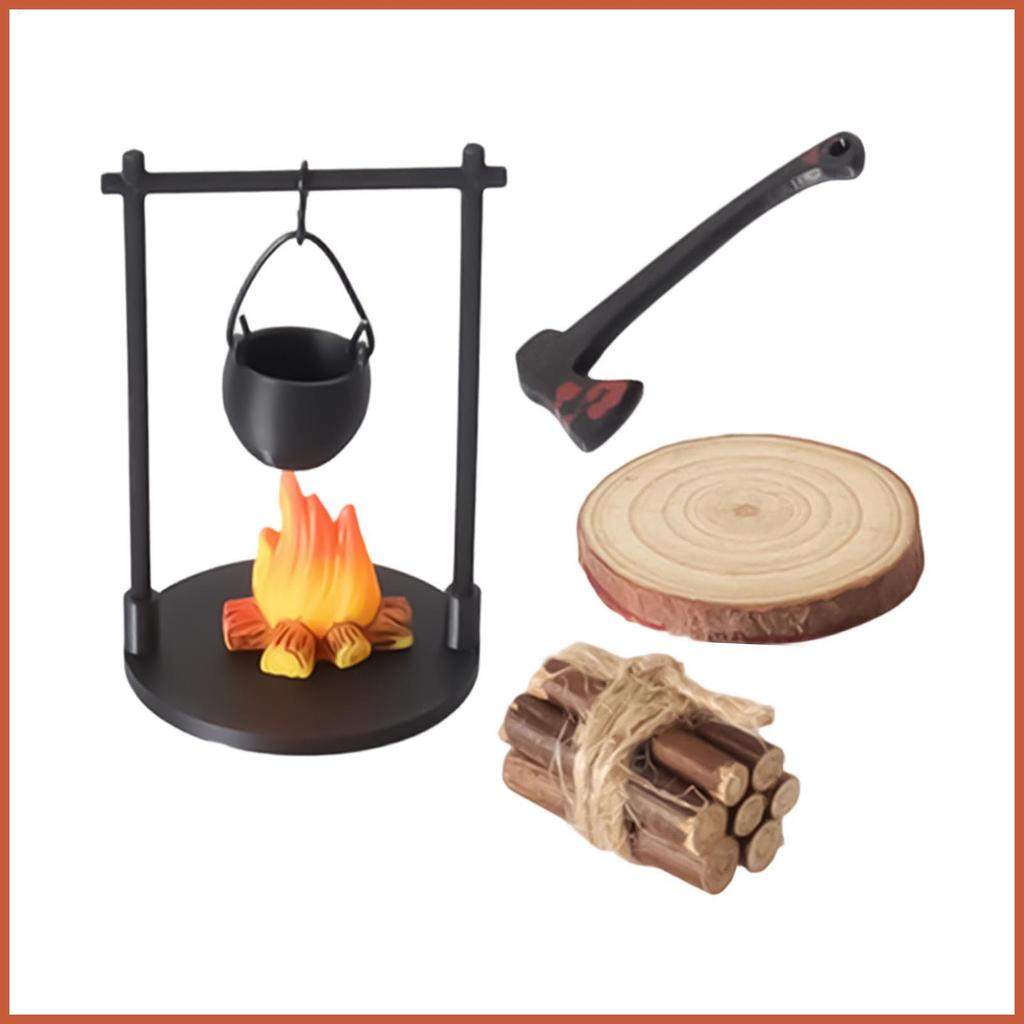 Mini Campfire Set Doll House Accessories Mini Bonfire and Teapot ...