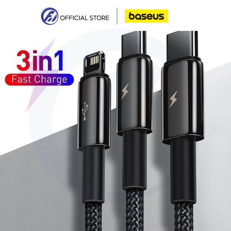 Cheapest Baseus 3 in 1 Fast Charging Data Cable USB to M+L+C 3.5A ...