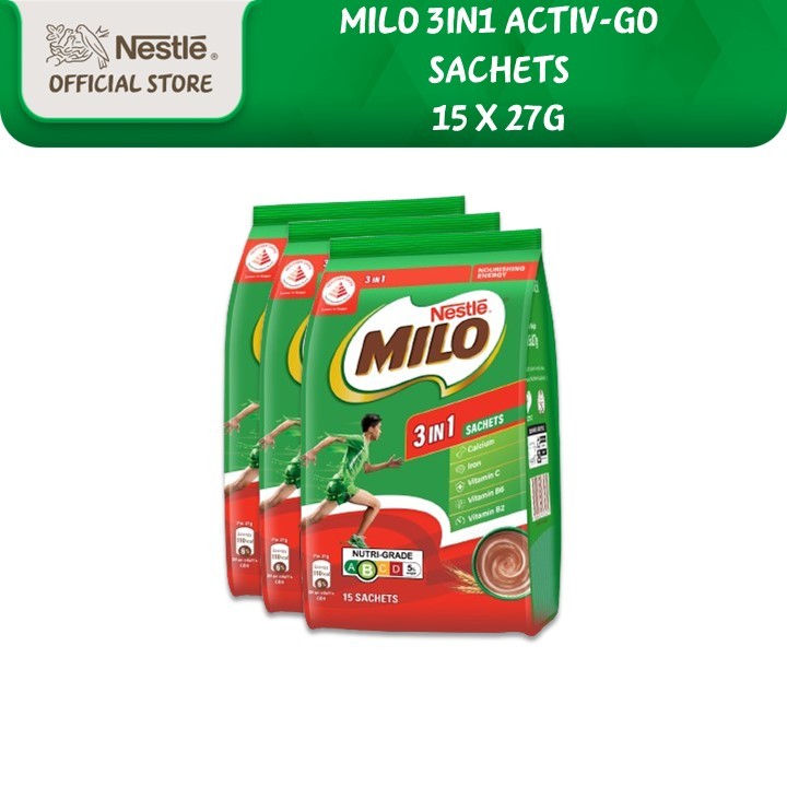 [Bundle of 3] MILO ACTIV-GO 3in1 Sachets (15 x 27g) | Shopee Singapore
