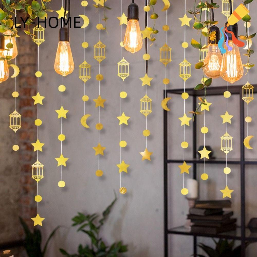 LIAOYING Eid Mubarak Banners, Gold Silver Glitter Paper Ramadan Kareem ...