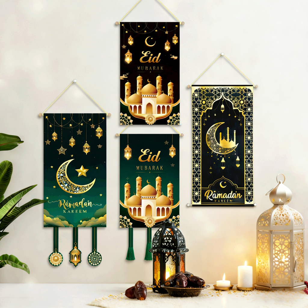 2026 Ramadan Castle Design Hanging Flags, Hari Raya Retro Wall Hanging ...
