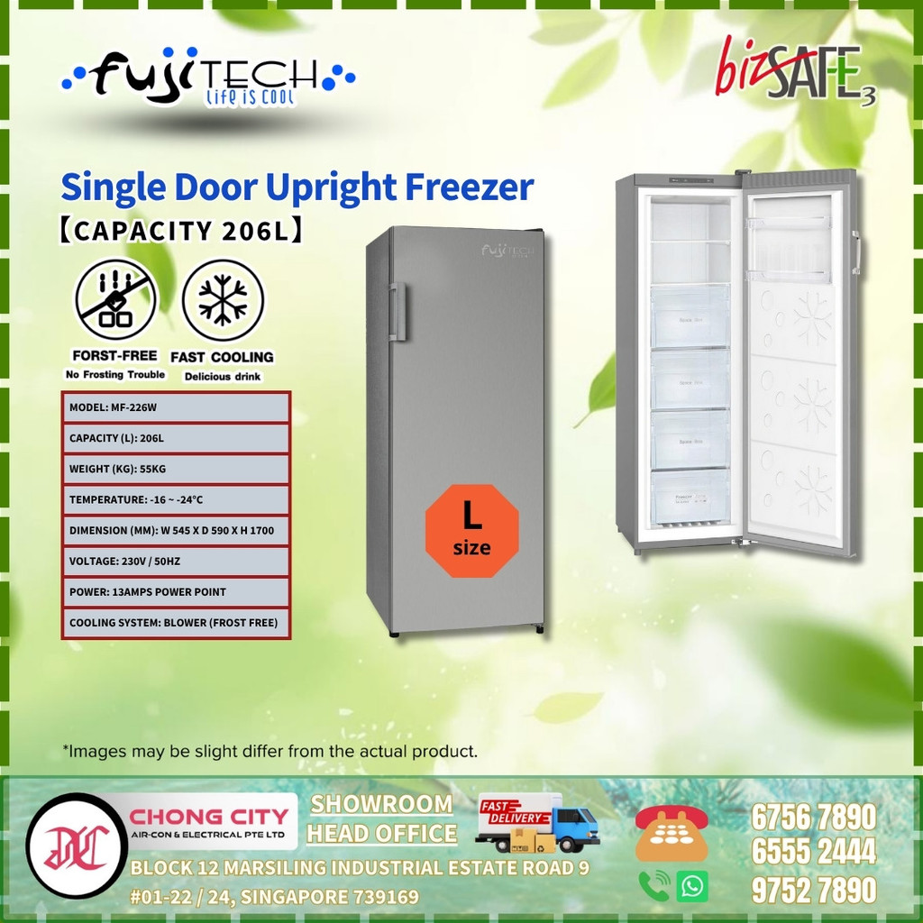 FUJITECH Single Door Upright Freezer - MF-226W | Shopee Singapore