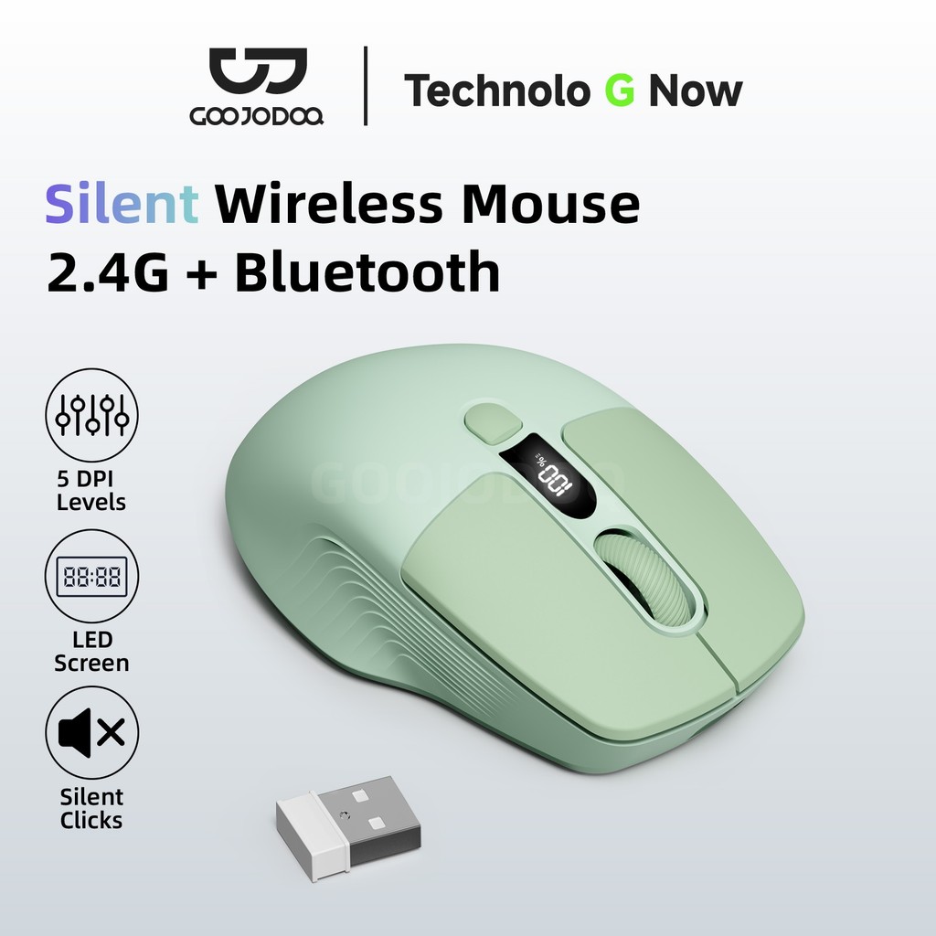 GOOJODOQ Wireless Mouse, 3-Mode (2.4G+BT) for 2 Devices,800 1200 1600 ...