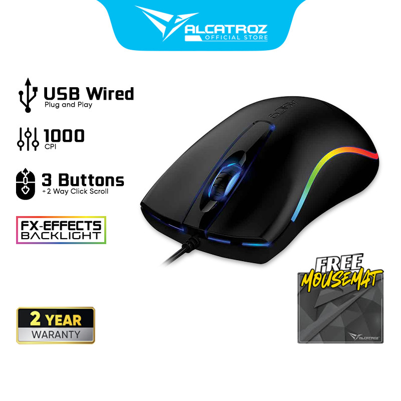 Alcatroz Asic 9 RGB FX Hi-Definition USB Wired Mouse With 1000 CPI Free ...