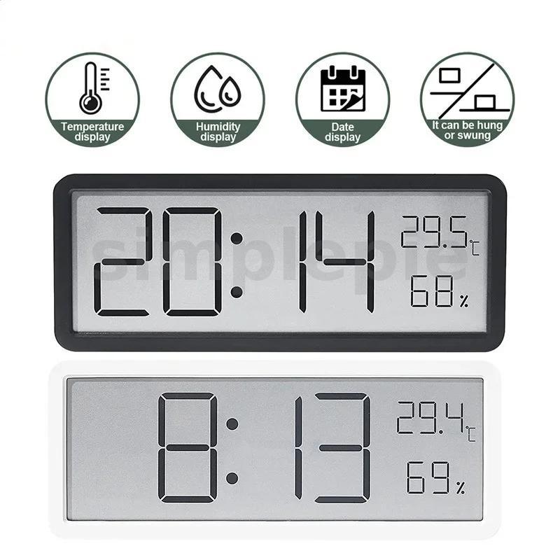 LCD Screen Digital Wall Clock Time Temperature Humidity Time Display ...