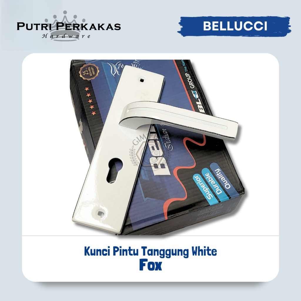 Kunci Pintu Tanggung Bellucci FOX BL ORIGINAL / Kunci Bellucci Hitam dan Putih / Kunci Pintu 20 cm Fullset PREMIUM - Gambar 3