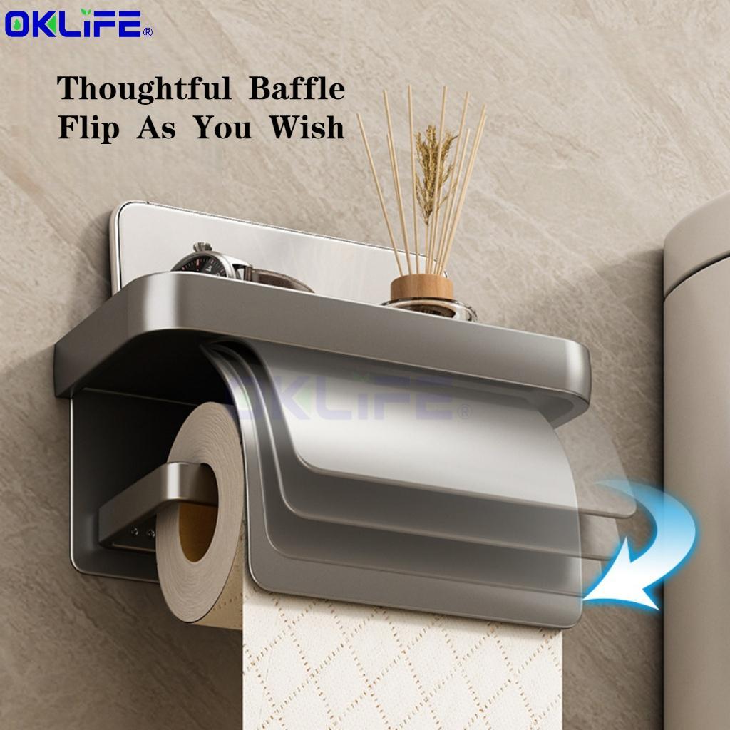 Toilet paper holder with shelf Bathroom tissue holder Waterproof toilet paper holder view 5