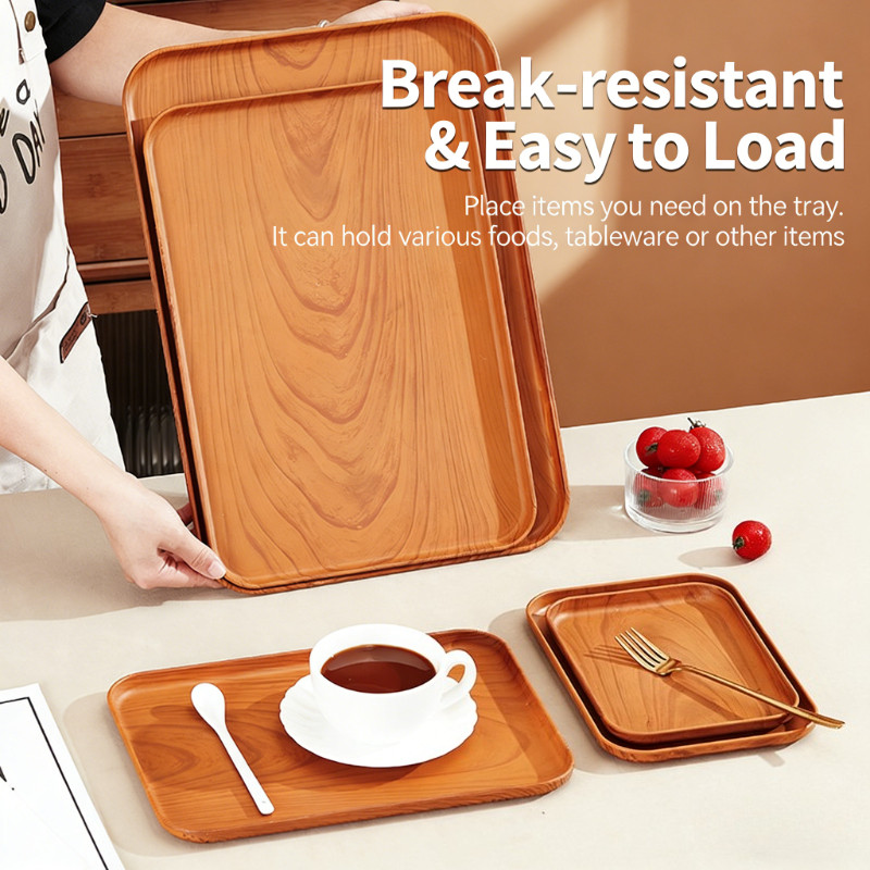 Japanese Wood Grain Rectangular Plastic Plate Plastic Tray Wood Pattern ...