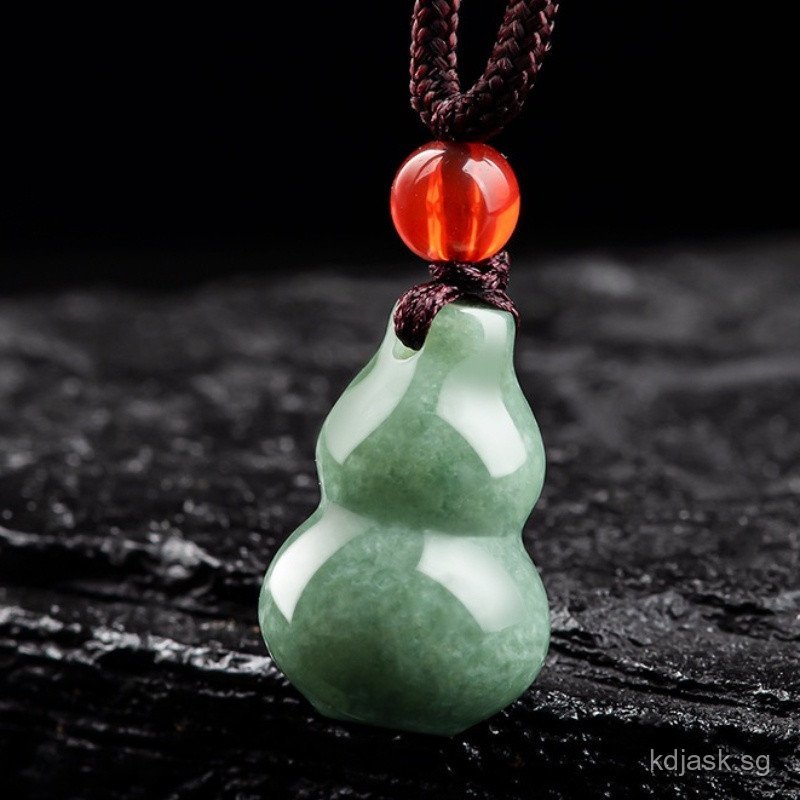 Natural Jade A Jade Necklace Gourd Fortune Protection Necklace Gift for ...