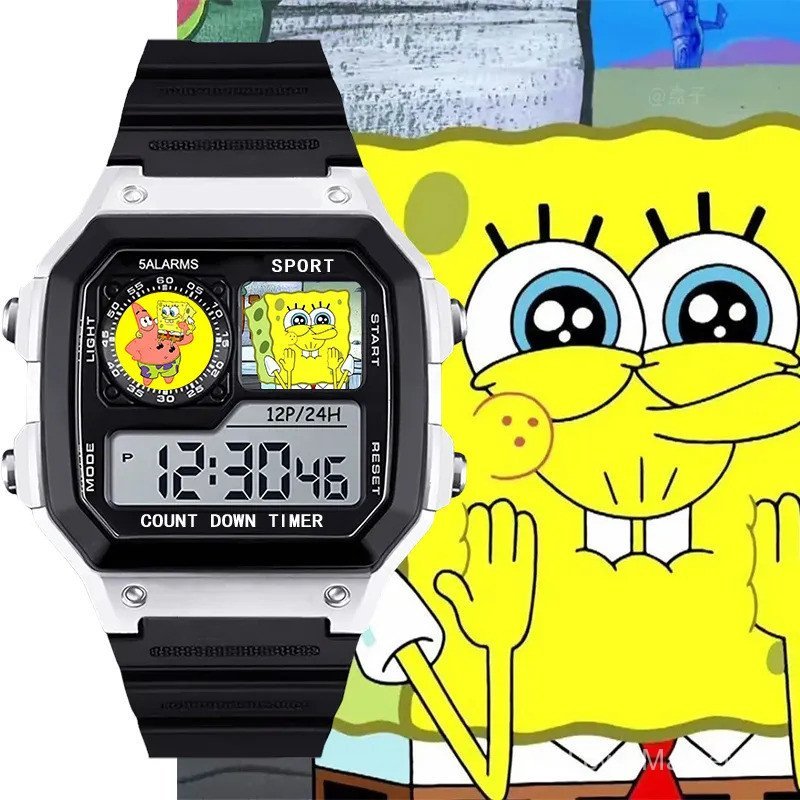 SpongeBob Patrick Star Sandy Student Luminous Alarm Clock Sports Watch ...