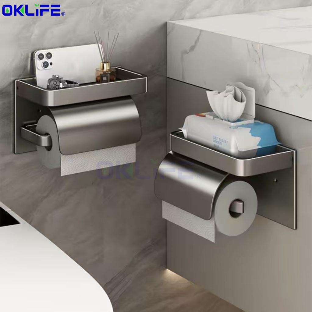 Toilet paper holder with shelf Bathroom tissue holder Waterproof toilet paper holder view 7