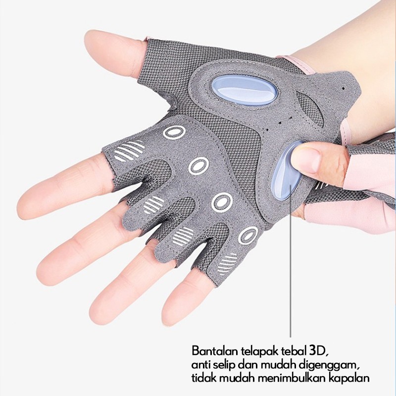 Sarung Tangan Olahraga Fitness Glove Half Finger Glove Sport Angkat Beban - Gambar 4