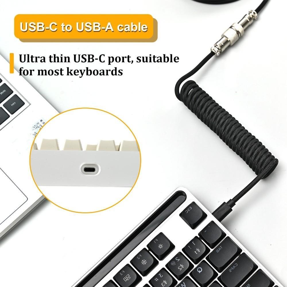 PRESTON Mechanical Keyboard Coiled Cable, USB a To Type C USB Port a ...